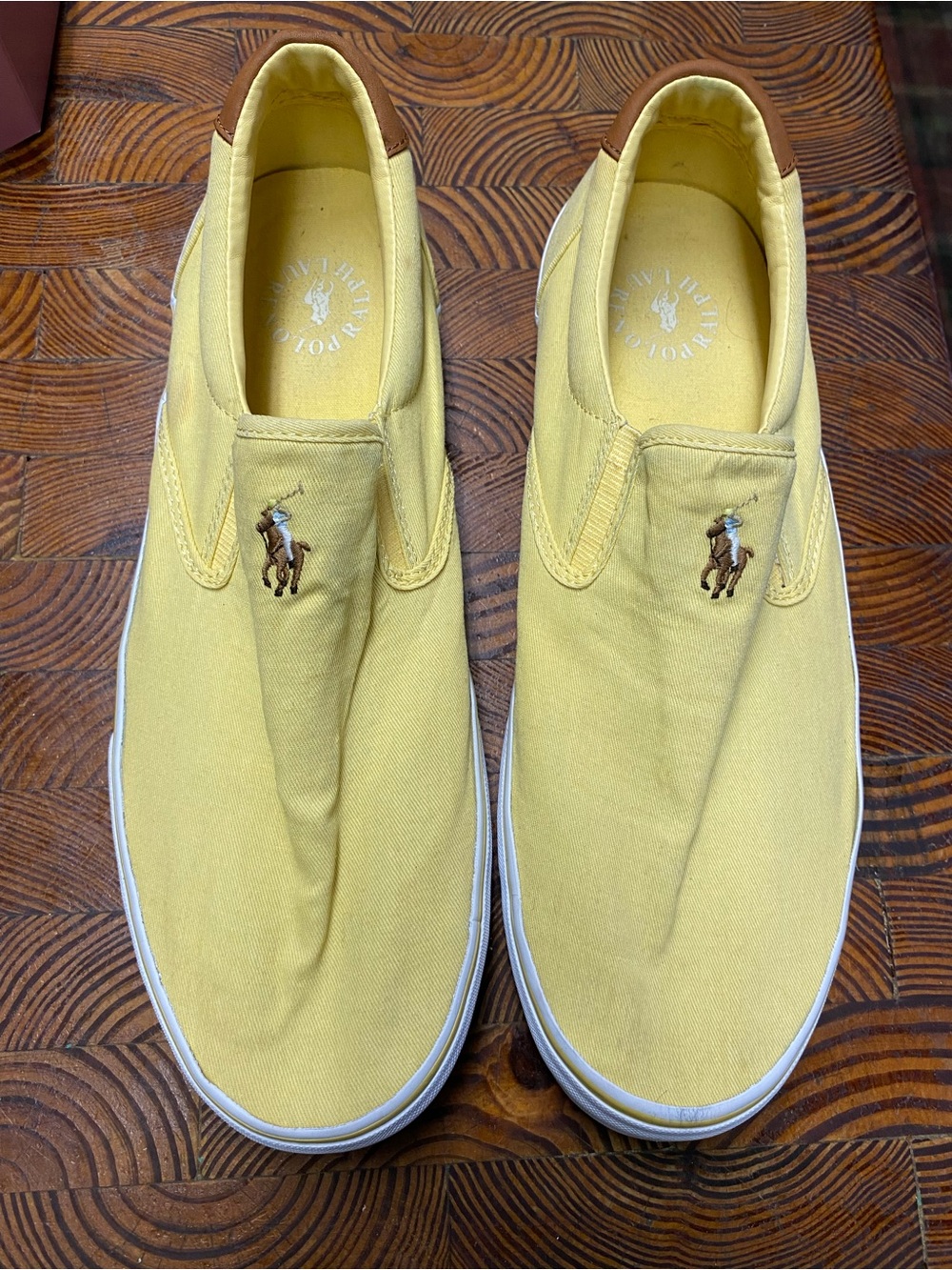 Polo Ralph Lauren Thompson Canvas Slip-On Sneakers Yellow Men's Size 13D